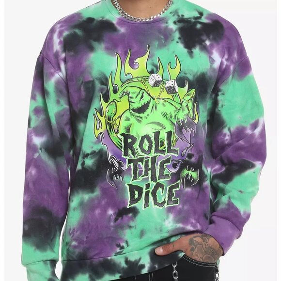 The Nightmare Before Christmas Oogie Boogie Dice Tie-Dye Sweatshirt Unisex - Picture 1 of 11